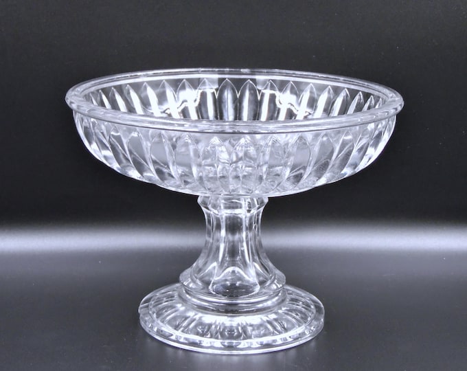 Flint Glass Open Compote: Unknown Maker; Pressed Prism (aka) c 1860s