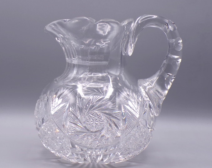 American Brilliant Period Cut Glass Jug, T. B. Clark and Company, King c 1905