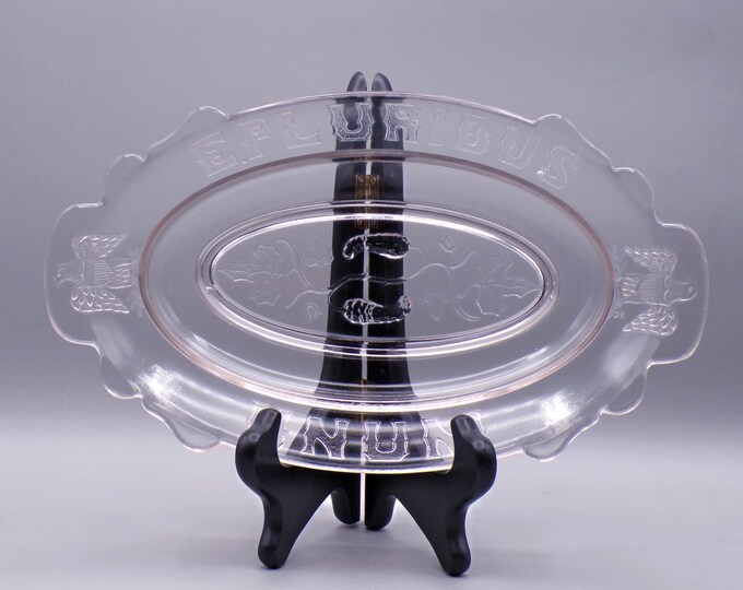 Early American Pressed Glass Olive/Pickle/Relish Dish, Campbell, Jones and Co; Eagle (OMN) aka Constitution; Cucumber; E Pluribus Unum 1876