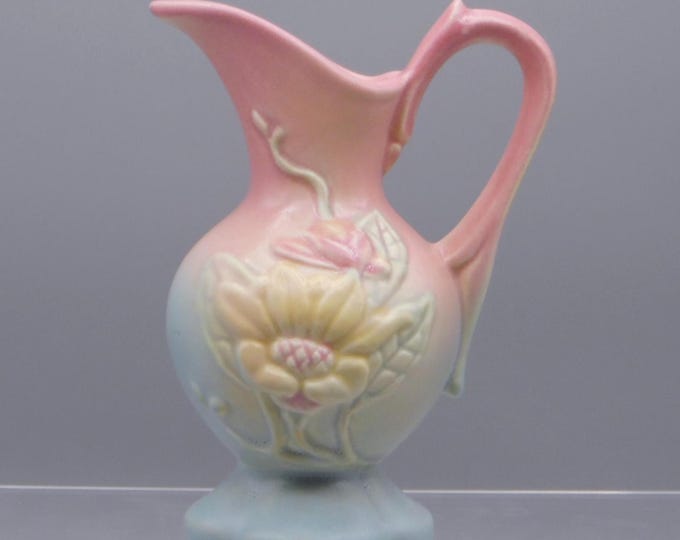Vintage Pottery, Ewer From Vase, Hull Art Pottery, Magnolia, #14, Matte, Pink-Cream-Blue, 1946 - 1947