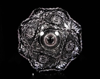 Early American Pressed Glass Large Compote; Imperial Glass Company, Imperial #282 (OMN) AKA Hobstar: Roanoke Star; 1907