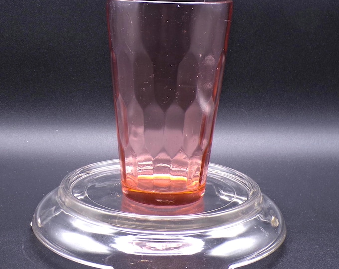 Depression Glass Tumbler, Jeannette Glass Company, Hex Optic, Pink, 1928 - 1932