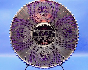 MCM Charger, Unknown maker with Sterling Silver overlay, amethyst, 1930/40s