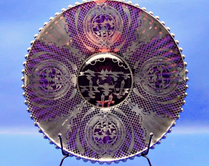 MCM Charger, Unknown maker with Sterling Silver overlay, amethyst, 1930/40s