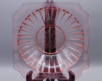 Depression Glass Bowl, Jeannette Glass Company, Adam, Pink, 1932 - 1934