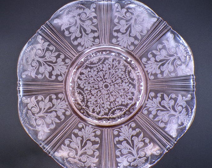 Depression Glass Salver Plate, MacBeth-Evans Glass Company, American Sweetheart, Pink, 1930-1936