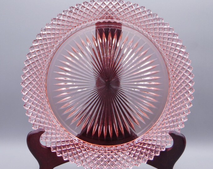 Depression Glass Dinner Plate, Hocking Glass Company, Miss America, Pink, 1933 - 1937