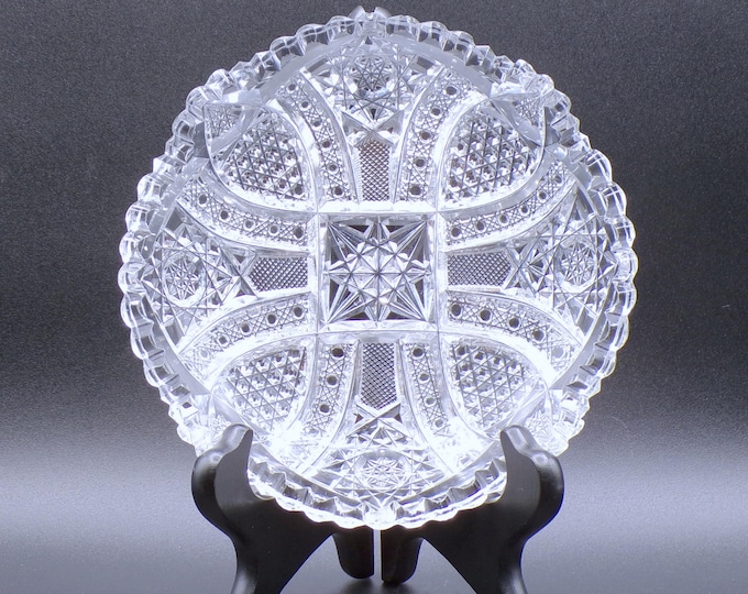 American Brilliant Period Cut Glass Nappy, Unknown Maker or pattern ca 1900-1910