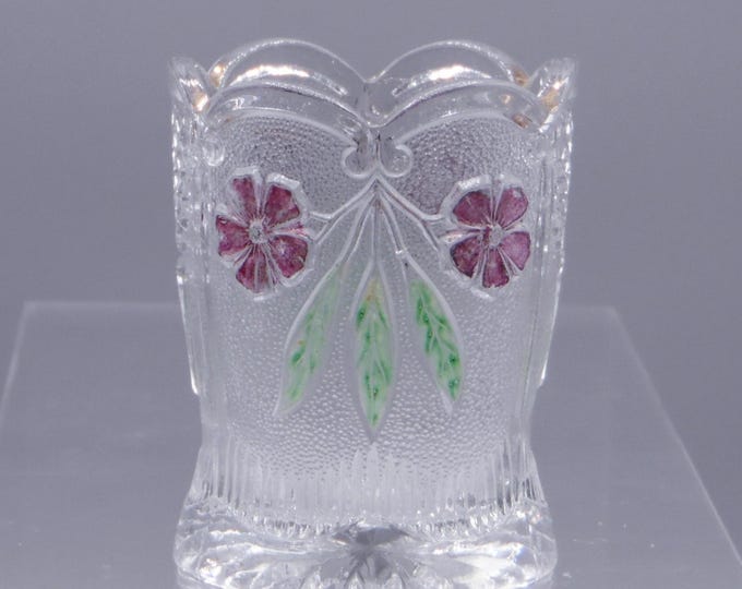 Early American Pressed Glass Toothpick/Match Holder, United States Glass Co, USG #15132 (OMN) aka Dahlia with Petal; Double Dahlia with Lens