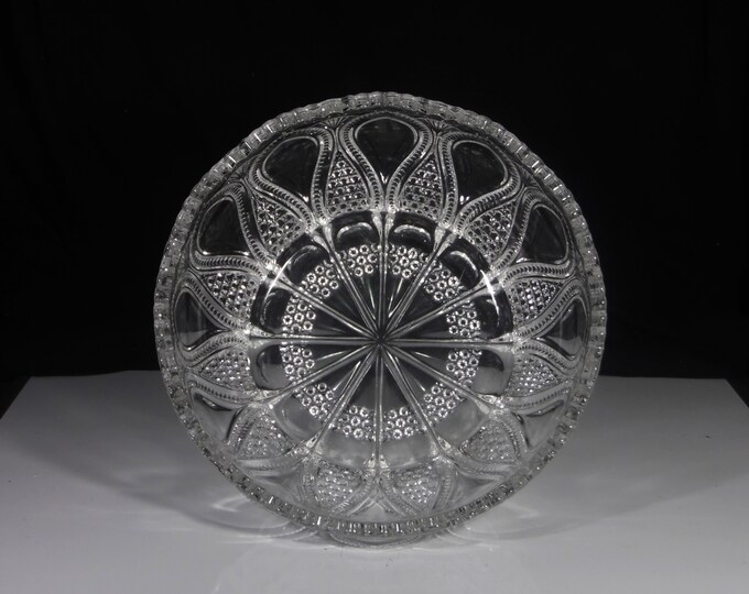 Early American Pressed Glass Bowl, United States Glass Company, US Glass #15070; New Jersey (OMN) AKA Loop And Finecut; Loops And Drops 1901