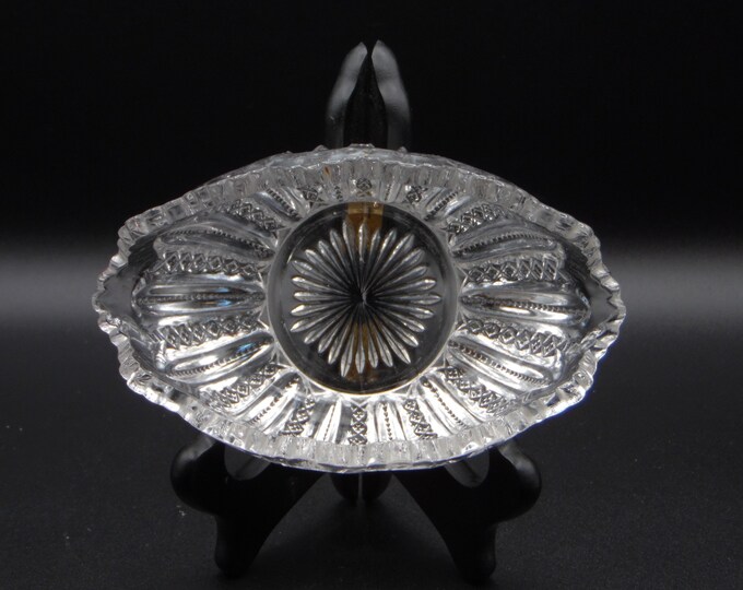 Early American Pressed Glass Olive Dish George Duncans Sons & Company George Duncans No 42 (OMN) a/k/a Empire; Mardi Gras 1899