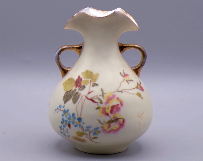 Porcelain Bud Vase, Porzellanfabrik Rudolstadt Straus and Sons, Hand Painted, 1904 - 1924