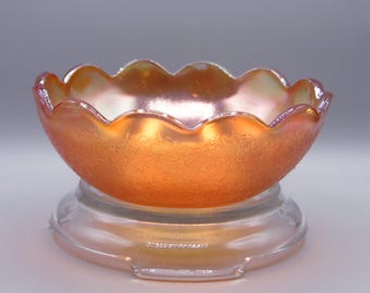 Carnival Glass Bowl, Jeannette Glass Company, Crackle, Marigold, 1928 - 1929