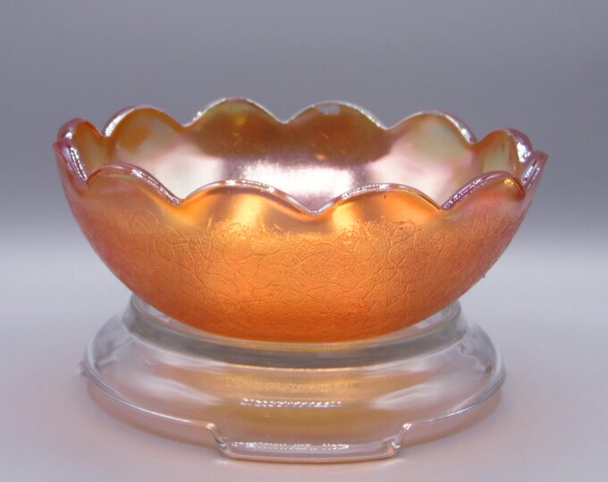 Carnival Glass Bowl, Jeannette Glass Company, Crackle, Marigold, 1928 - 1929
