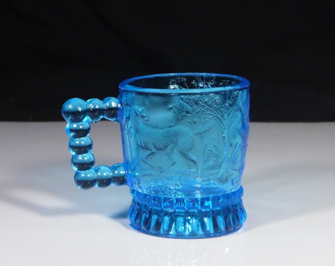 Early American Pressed Glass Mug, Bryce Brothers, Bryce #1301 (OMN) AKA Pointing Dog, 1880s