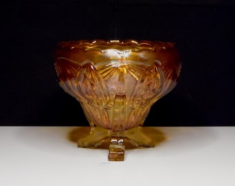 Carnival Glass Rose Bowl, Matthew Turnbull, Ltd, Sunderland, England; Hobstar Reversed, Marigold 1920s/30s