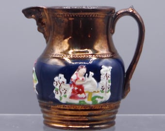 Pottery Creamer, Unknown Maker (England) Copper Luster Prattware ca 1870s