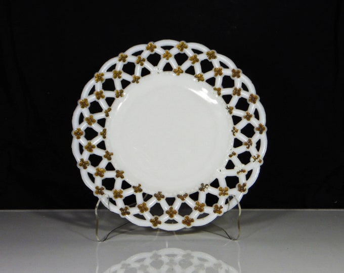 Early American Pressed Glass/Milk Glass Dish, Multiple Makers; Forget-Me-Not (AKA) before 1904.