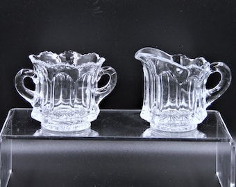 EAPG Individual Sugar and Creamer; A.H. Heisey and Company #300 (OMN) c 1899