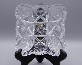 American Brilliant Period Cut Glass Nappy, Maple City Glass Company, Noroso, ca 1904