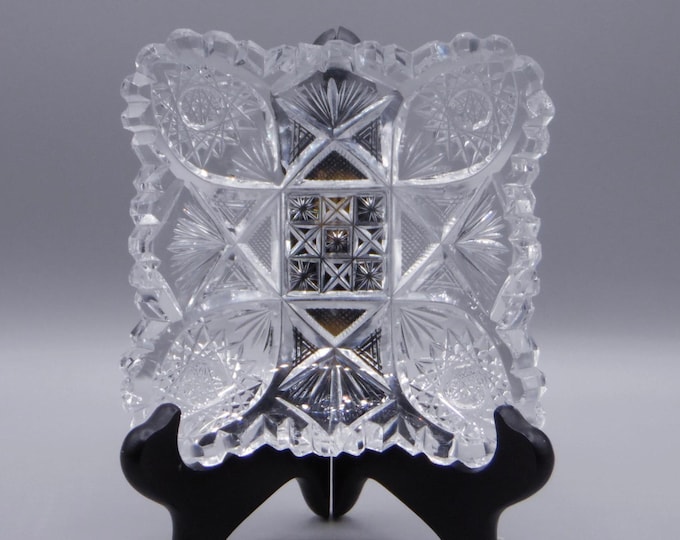 American Brilliant Period Cut Glass Nappy, Maple City Glass Company, Noroso, ca 1904