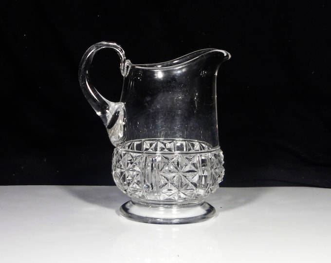 Early American Pressed Glass Creamer (Table), Dalzell Brothers And Gilmore Comp, DB & G #17D (OMN) AKA Six Panel Finecut, 1885