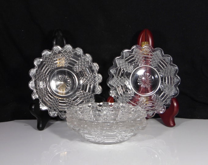 Early American Pressed Glass Sauce/Berry Bowl, Individual, Bryce, Walker And Company, Maltese (OMN) AKA Jacobs Ladder c 1876