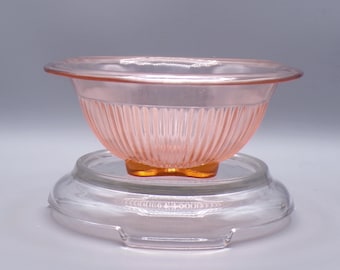 Depression Glass Kitchenware, Mixing Bowl, Federal Glass Company, Ribbed Lower Pattern, 1930s
