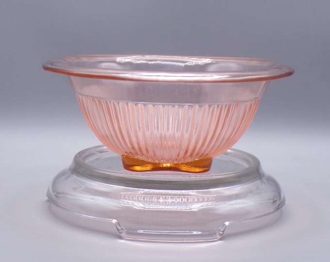 Depression Glass Kitchenware, Mixing Bowl, Federal Glass Company, Ribbed Lower Pattern, 1930s