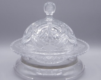 Monarch Pattern Pressed Glass Butter Dish - Bryce Higbee, 1902