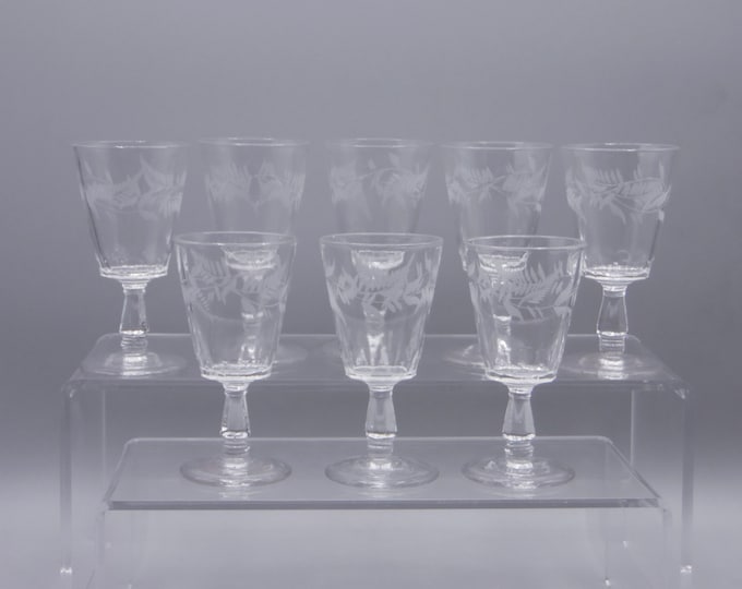 Early American Pressed Glass Cordial Riverside Glass Works Riverside No 3 (OMN) Fern Etch c 1883