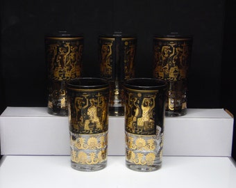 Vintage/Mid-Century Modern Highball Glass, Georges Briard, Egyptian, 1960s