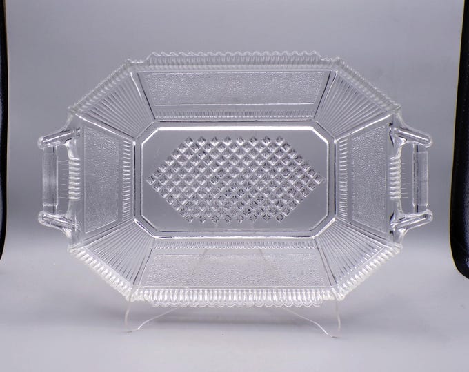 Early American Pressed Glass Water Tray, Bryce, Walker & Company, Derby (OMN) a/k/a Pleat And Panel, c 1882