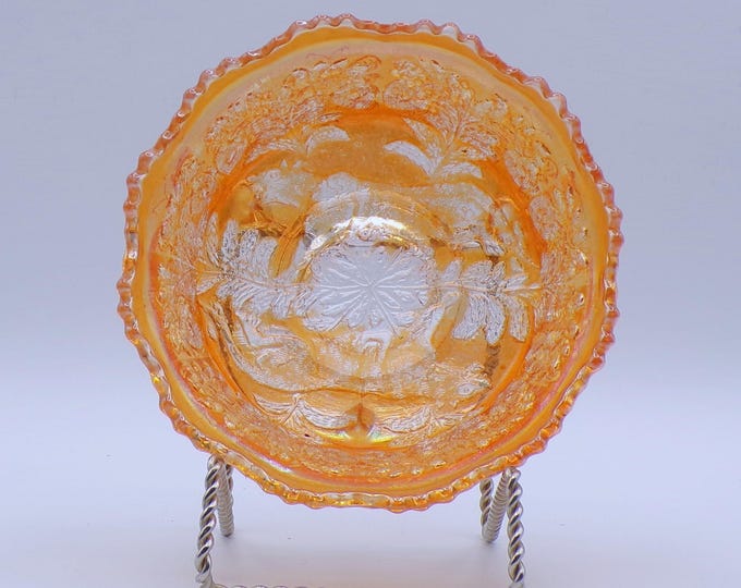 Carnival Glass Sauce Bowl, Fenton Art Glass Company, Panther, Marigold, 1913-1924