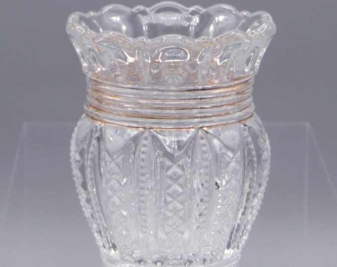 Early American Pressed Glass Toothpick, George Duncans Sons and Company, GDS #42C (OMN) a/k/a Mardi Gras With Threaded Neck, c 1898