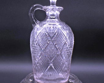 Early American Pressed Glass Decanter, Model Flint Glass Company, Peerless (OMN) introduced 1896