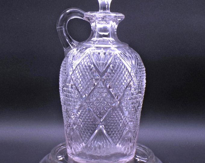 Early American Pressed Glass Decanter, Model Flint Glass Company, Peerless (OMN) introduced 1896