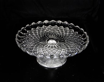 European Pressed Glass Cake Salver, George Davidson And Company, England, Unknown Pattern Rd #254027 1895 - 1900