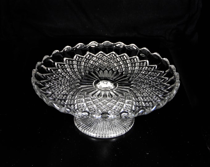 European Pressed Glass Cake Salver, George Davidson And Company, England, Unknown Pattern Rd #254027 1895 - 1900
