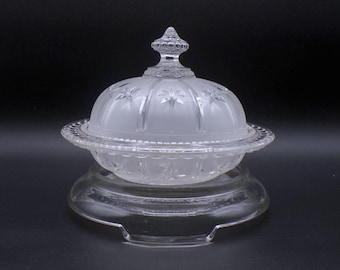 Antique Pressed Glass Butter Dish: British 1870s Percival Yates Vickers