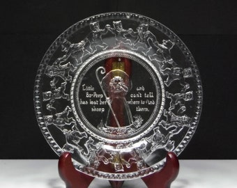 Little Bo-Peep Toy Plate: Early American Pressed Glass, c 1910