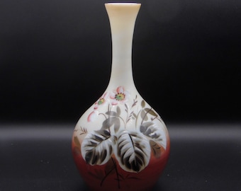 Vintage Westmoreland Milk Glass Vase: Decorated Opal Ware, 1904