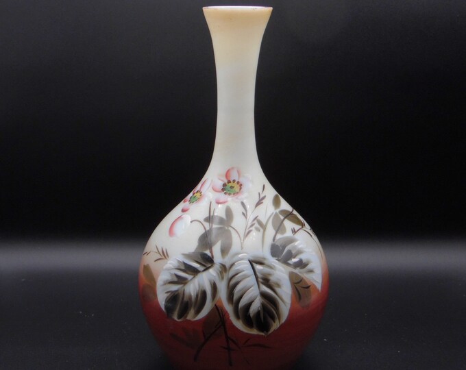 Milk Glass (Opal Glass) Vase, Westmoreland Specialty Company, Decorated Opal Ware, 1904