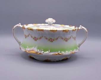 Porcelain Cracker Jar, T & V (Tressemann and Vogt) Limoges, France, Hand Painted 1892 - 1907