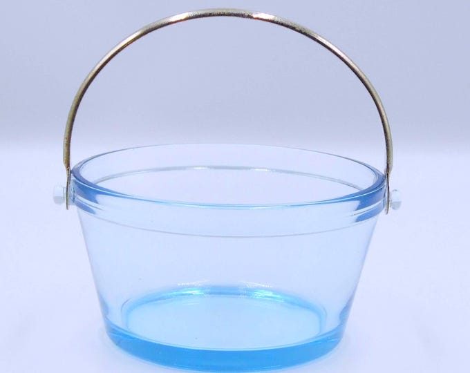 Elegant Era Glass Whipped Cream Pail, Fostoria Glass Company, Line #2378, Azure, 1928-1930