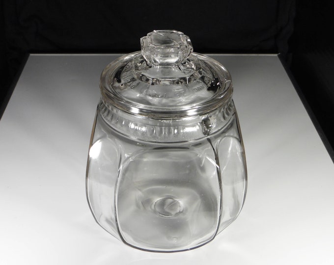 Early American Pattern Glass Store Cannister, Patterson Tuxedo Tobacco Jar; Unknown Maker, Unnamed Pattern ca 1900