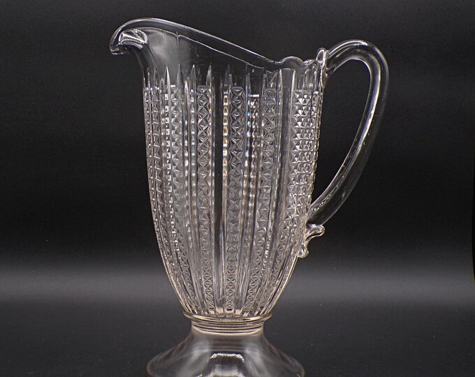 Early American Pressed Glass Pitcher, Kokomo Glass Manufacturing Company, #209 (OMN) aka Brilliant;  Stars and Stripes; intr 1902