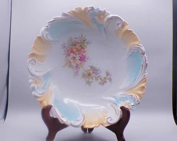 Porcelain Bowl, RS Prussia (Reinhold Schlegelmilch) unknown mold or floral design, ca 1890- 1910