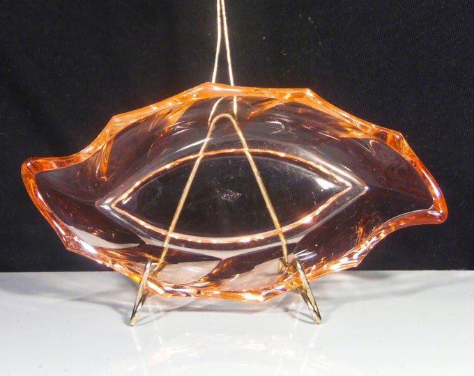Elegant Era Glass Olive/Pickle/Relish Dish, A H Heisey Glass Company, Twist, Flamingo, 1928 - 1937