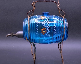 Vintage Glass Liqueur Dispenser, Unknown Maker (probably Bohemian), c 1900 - 1920